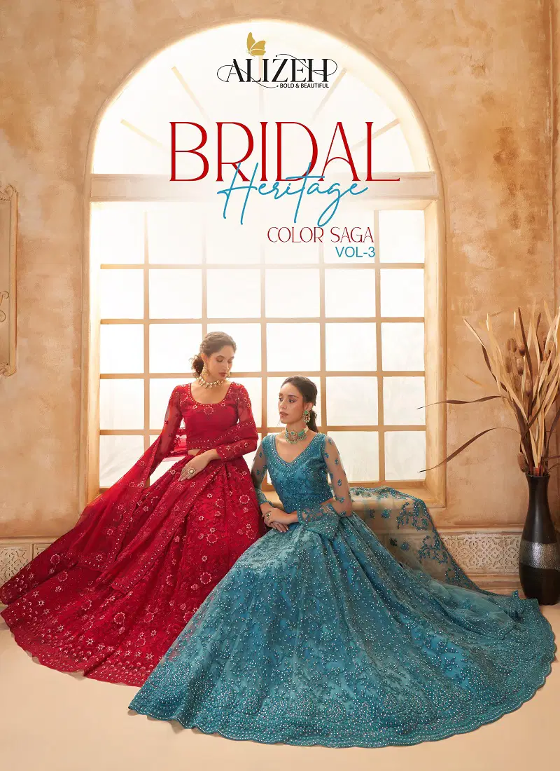 Bridal Heritage Color Saga Vol 3 By Alizeh Party Wear Net Lehenga Choli Wholesale Online Catalog